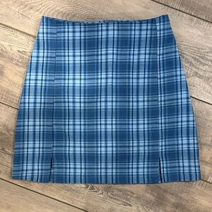 Brandy Melville Blue Plaid Mini Skirt No Size -measurements in photos EUC